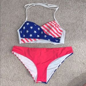 Victoria’s Secret American flag swimsuit set